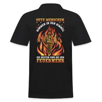 Feuerwehrmann Die besten sind bei der Feuerwehr - Männer Poloshirt - Schwarz - Hinten - Kai (181cm)