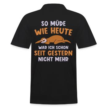 Faultier Geschenk Faultier Sprüche - Männer Poloshirt - Schwarz - Hinten - Kai (181cm)