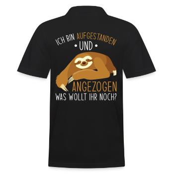 Faultier Geschenk Faultier Sprüche - Männer Poloshirt - Schwarz - Hinten - Kai (181cm)