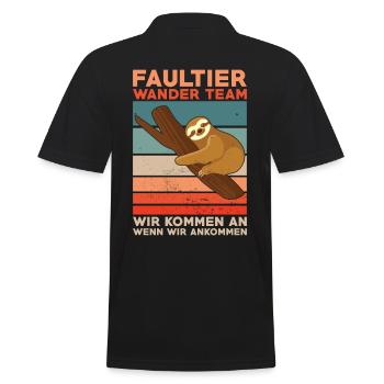 Faultier Wanderteam - Männer Poloshirt - Schwarz - Hinten - Kai (181cm)