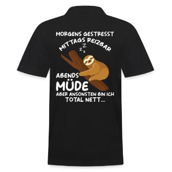 Faultier Geschenk Faultier Sprüche - Männer Poloshirt - Schwarz - Hinten - Kai (181cm)