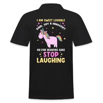 Einhorn Sprüche Lustiges Einhorn Damen Mädchen - Männer Poloshirt - Schwarz - Hinten - Kai (181cm)