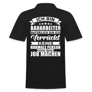 Bauarbeiter Baustelle - Männer Poloshirt - Schwarz - Hinten - Kai (181cm)