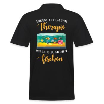 Fische Aquarium Spruch lustig - Männer Poloshirt - Schwarz - Hinten - Kai (181cm)