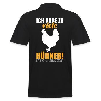 Ich hab zuviele Hühner hat noch nie jemand gesagt - Männer Poloshirt - Schwarz - Hinten - Kai (181cm)
