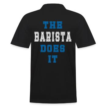 The Barista does it Barista Geschenk - Männer Poloshirt - Schwarz - Hinten - Kai (181cm)