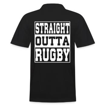 Rugby Spruch lustig - Männer Poloshirt - Schwarz - Hinten - Kai (181cm)