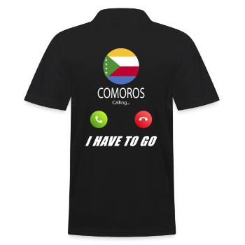 Comoros calls to Lusiger flags saying - Men's Polo Shirt - black - Back - Kai (181cm)