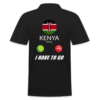 Kenya ruft an Lusiger Flaggen Spruch - Männer Poloshirt - Schwarz - Hinten - Kai (181cm)