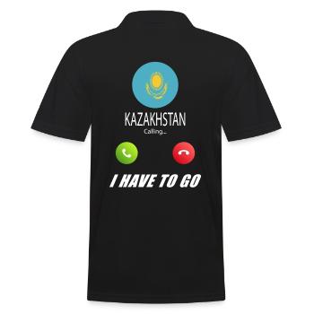 Kasachstan ruft an Lusiger Flaggen Spruch - Männer Poloshirt - Schwarz - Hinten - Kai (181cm)