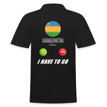 Karakalpakiya ruft an Lusiger Flaggen Spruch - Männer Poloshirt - Schwarz - Hinten - Kai (181cm)