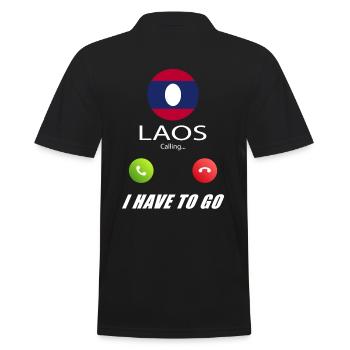 Laos ruft an Lusiger Flaggen Spruch - Männer Poloshirt - Schwarz - Hinten - Kai (181cm)