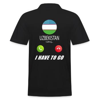 Usbekistan ruft an Lusiger Flaggen Spruch - Männer Poloshirt - Schwarz - Hinten - Kai (181cm)
