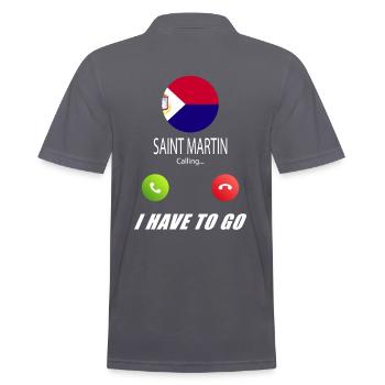 St. Martin ruft an Lusiger Flaggen Spruch - Männer Poloshirt - Anthrazit - Hinten - Nico (186cm)