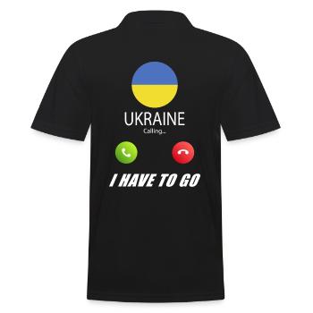 Ukraine ruft an Lusiger Flaggen Spruch - Männer Poloshirt - Schwarz - Hinten - Kai (181cm)