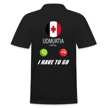 Udmurtien ruft an Lusiger Flaggen Spruch - Männer Poloshirt - Schwarz - Hinten - Kai (181cm)