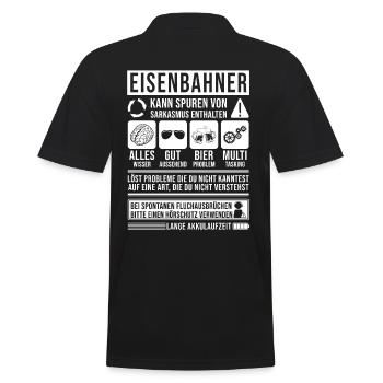 Eisenbahner Spruch lustig - Männer Poloshirt - Schwarz - Hinten - Kai (181cm)