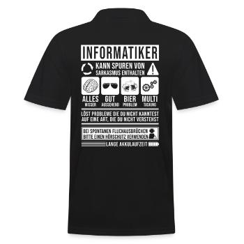 Informatiker Spruch lustig - Männer Poloshirt - Schwarz - Hinten - Kai (181cm)