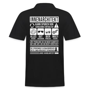 Innenarchitekt Spruch lustig - Männer Poloshirt - Schwarz - Hinten - Kai (181cm)