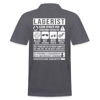 Lagerist Spruch lustig - Männer Poloshirt - Anthrazit - Hinten - Nico (186cm)