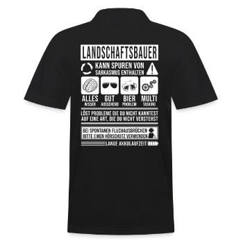 Landschaftsbauer Spruch lustig - Männer Poloshirt - Schwarz - Hinten - Kai (181cm)