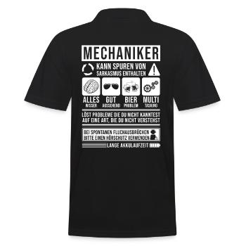 Mechaniker Spruch lustig - Männer Poloshirt - Schwarz - Hinten - Kai (181cm)