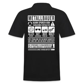 Metallbauer Spruch lustig - Männer Poloshirt - Schwarz - Hinten - Kai (181cm)