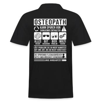 Osteopath Spruch lustig - Männer Poloshirt - Schwarz - Hinten - Kai (181cm)