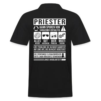 Priester Spruch lustig - Männer Poloshirt - Schwarz - Hinten - Kai (181cm)