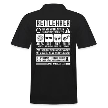 Reitlehrer Spruch lustig - Männer Poloshirt - Schwarz - Hinten - Kai (181cm)