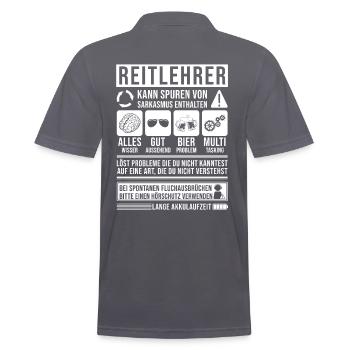 Reitlehrer Spruch lustig - Männer Poloshirt - Anthrazit - Hinten - Nico (186cm)