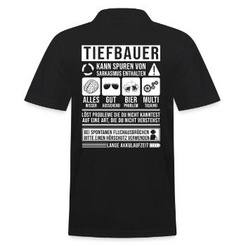 Tiefbauer Spruch lustig - Männer Poloshirt - Schwarz - Hinten - Kai (181cm)