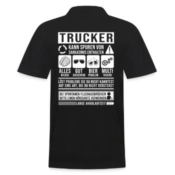 Trucker Spruch lustig - Männer Poloshirt - Schwarz - Hinten - Kai (181cm)