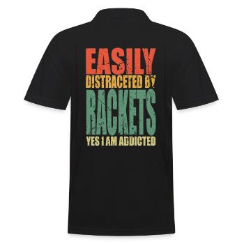 Rackets Spruch lustig - Männer Poloshirt - Schwarz - Hinten - Kai (181cm)