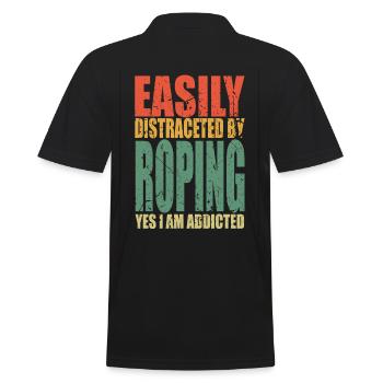Roping Spruch lustig - Männer Poloshirt - Schwarz - Hinten - Kai (181cm)