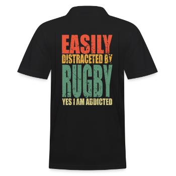 Rugby Spruch lustig - Männer Poloshirt - Schwarz - Hinten - Kai (181cm)