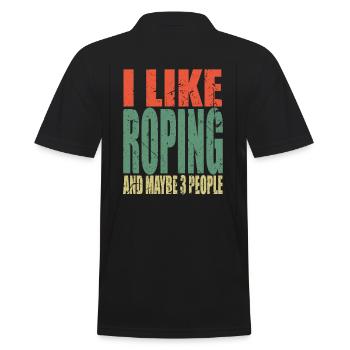Roping Spruch lustig - Männer Poloshirt - Schwarz - Hinten - Kai (181cm)