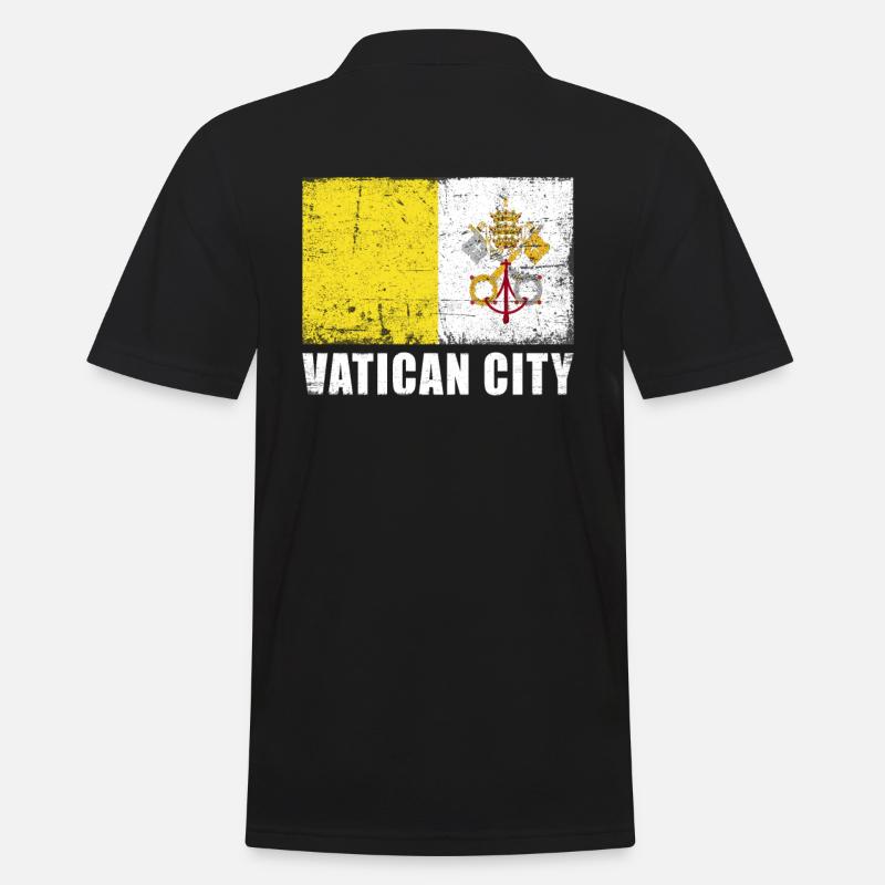 Drapeau de la Cité du Vatican Grunge Drapeau de la Cité du Vatican - Polo Homme - noir