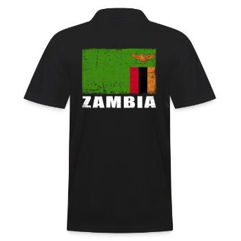 Sambia Flagge Grunge Sambia Fahne - Männer Poloshirt - Schwarz - Hinten - Kai (181cm)