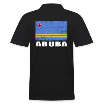 Aruba Flag Grunge Aruba Flag - Men's Polo Shirt - black - Back - Kai (181cm)