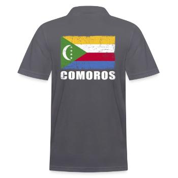 Comoros Flag Grunge Comoros Flag - Men's Polo Shirt - charcoal grey - Back - Nico (186cm)