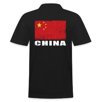 China Flag Grunge China Flag - Men's Polo Shirt - black - Back - Kai (181cm)