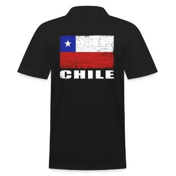 Chile Flagge Grunge Chile Fahne - Männer Poloshirt - Schwarz - Hinten - Kai (181cm)
