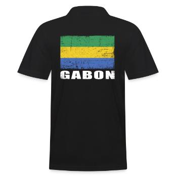 Gabun Flagge Grunge Gabun Fahne - Männer Poloshirt - Schwarz - Hinten - Kai (181cm)