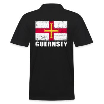 Guernsey Flag Grunge Guernsey Flag - Men's Polo Shirt - black - Back - Kai (181cm)