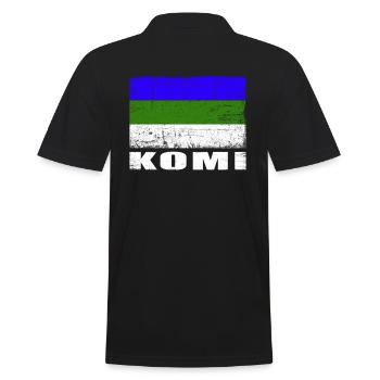 Drapeau Komi Grunge Drapeau Komi - Polo Homme - noir - Dos - Kai (181cm)