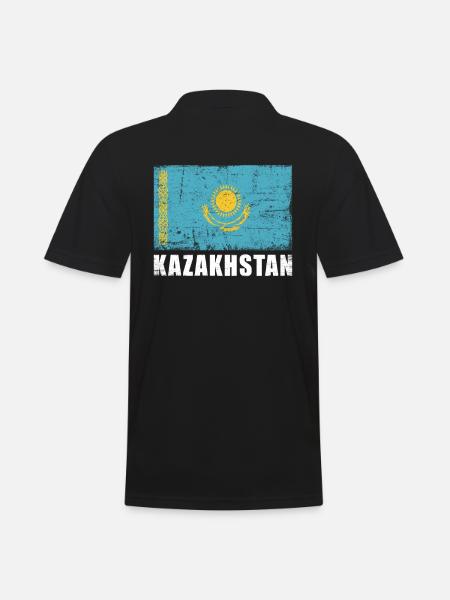 Kasachstan Flagge Grunge Kasachstan Fahne - Männer Poloshirt - Schwarz