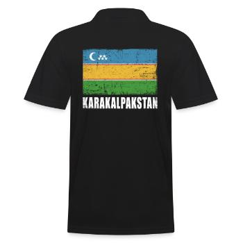 Karakalpakistan Flagge - Männer Poloshirt - Schwarz - Hinten - Kai (181cm)