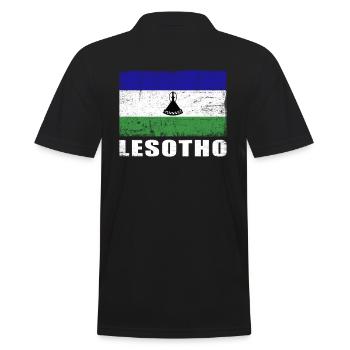 Lesotho Flagge Grunge Lesotho Fahne - Männer Poloshirt - Schwarz - Hinten - Kai (181cm)