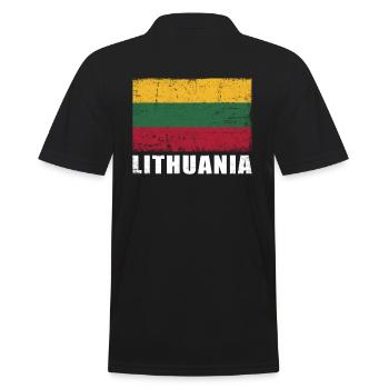 Litauen Flagge Grunge Litauen Fahne - Männer Poloshirt - Schwarz - Hinten - Kai (181cm)